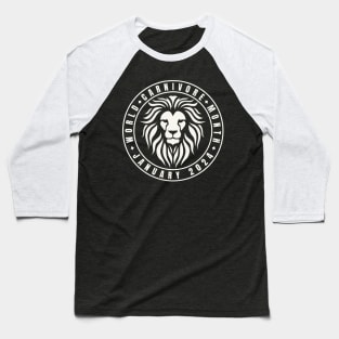 World Carnivore Month January 2024 with Lion Icon Baseball T-Shirt